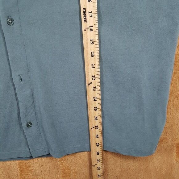 VINCE Shirt Mens XL Petrol Green Button Up Short Sleeve Suede Cotton Jersey $165 - Picture 8 of 9